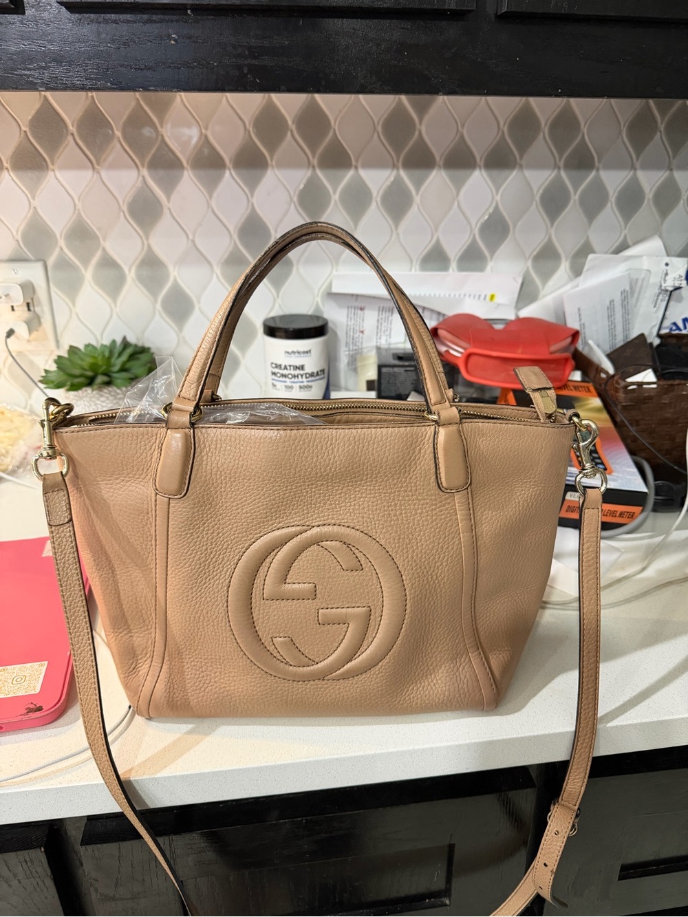 Gucci Beige Soho Tote Bag with Removable Strap